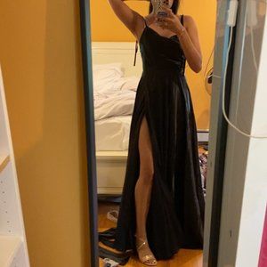 black floor length prom dress